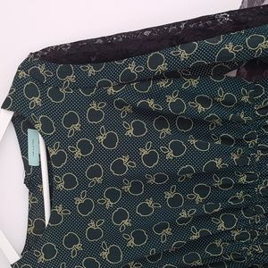 Camille Tree Dark Green Apple Dress with Lace Sleeve Size S